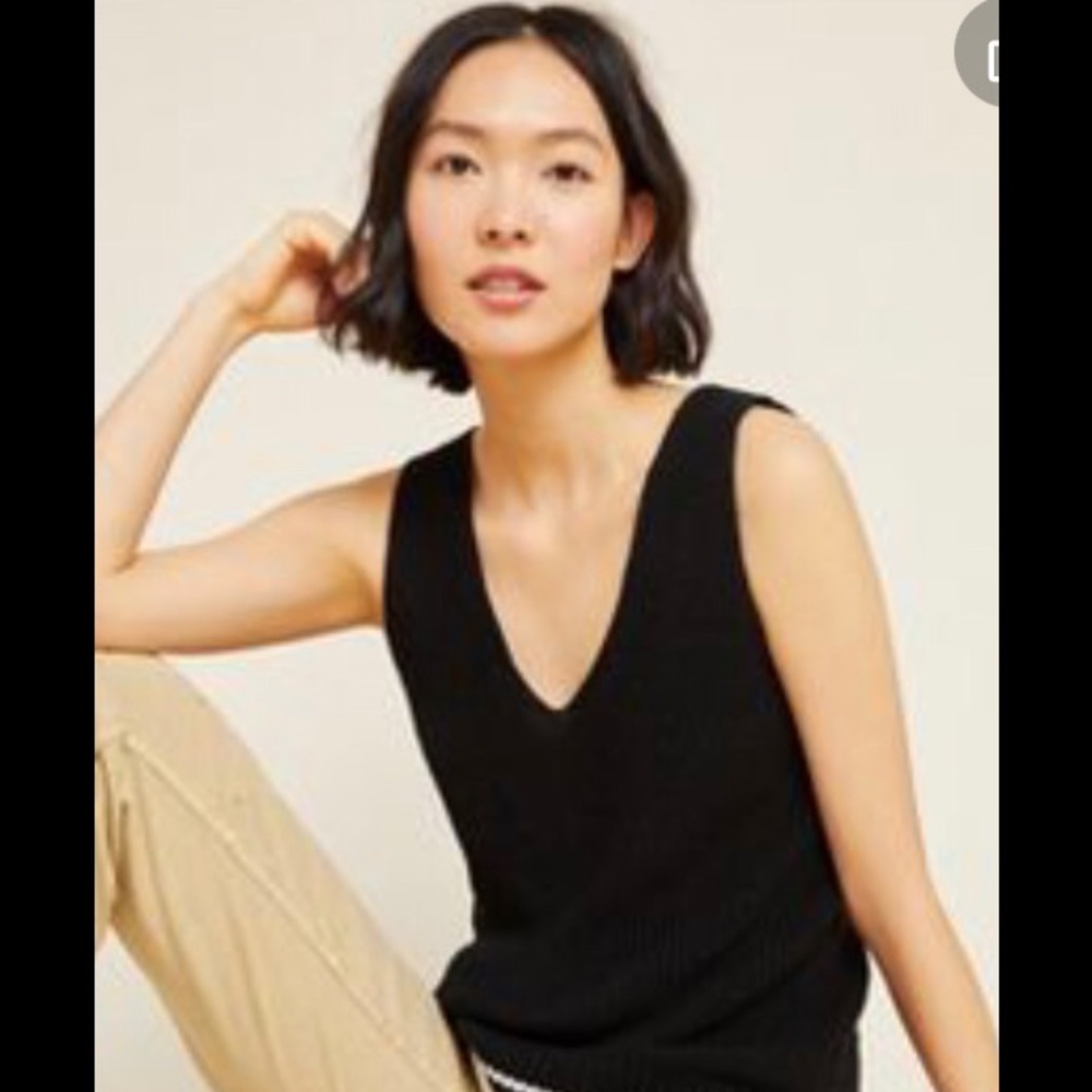 Anthropologie Moon River Chunky Knot Tie Black Sweater Vest Size Medium